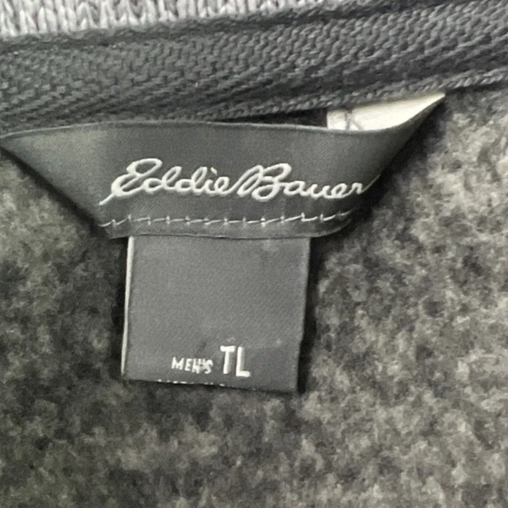 Eddie Bauer Sweater Fleece Vest Gray Mens TL Tall Full Zip Outdoor‎ Layering